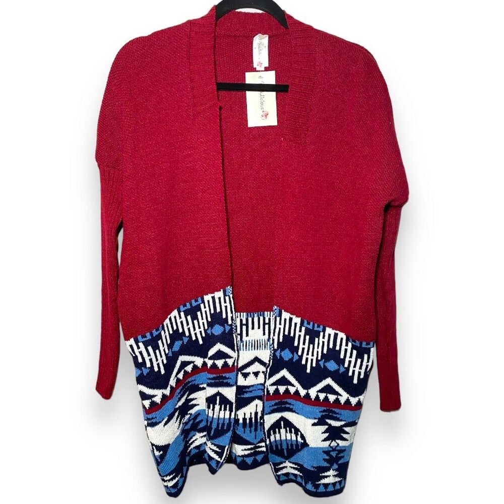 Cardigan Woman Red Sweater Fall Winter NWT